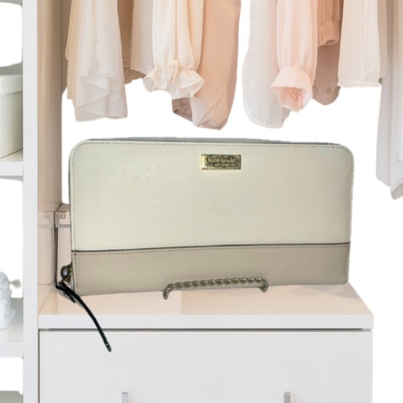 Kate Spade New York Neda Laurel Way Zip Around Wallet WLRU2670 Cement/Pumice - Picture 1 of 14